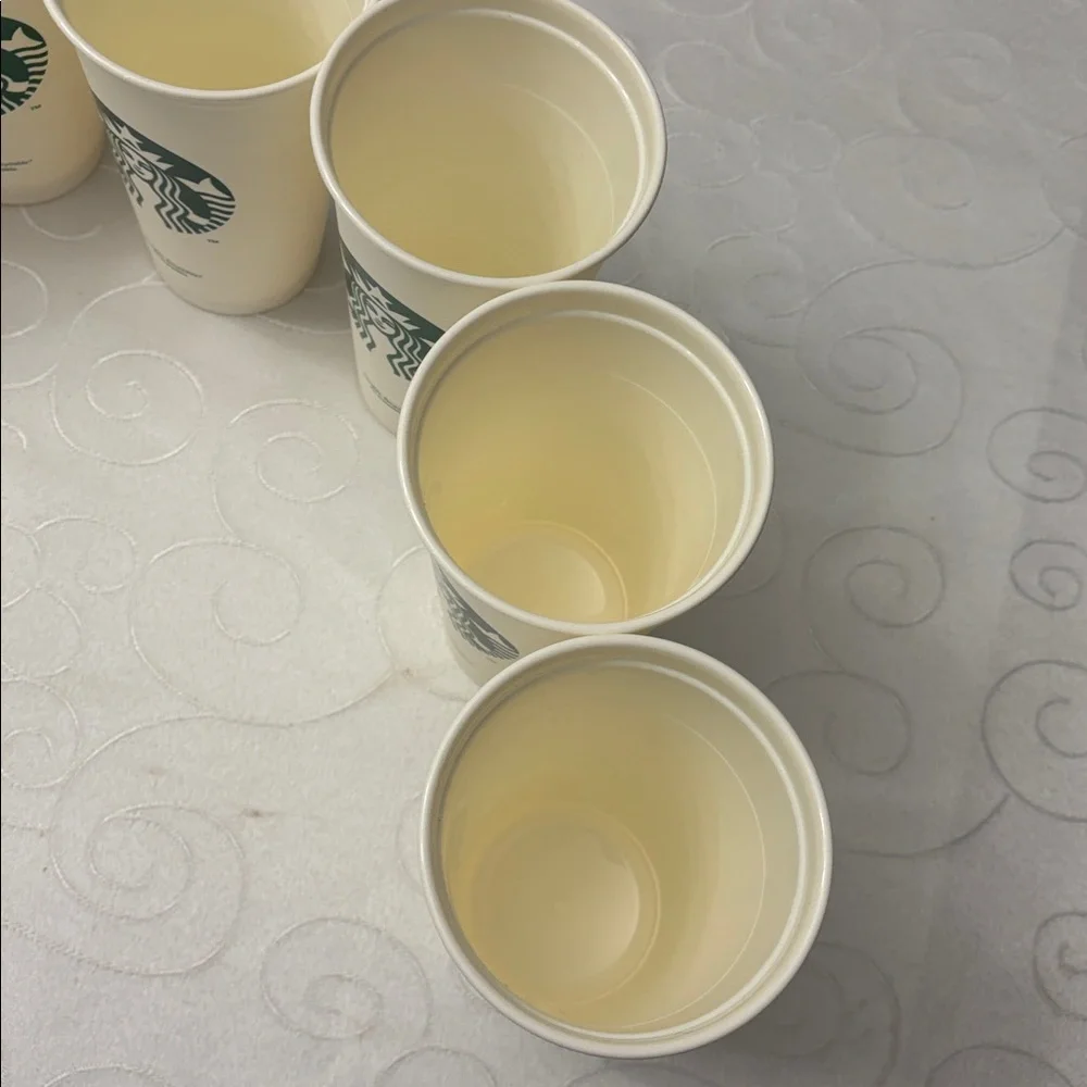 Starbucks Plastic 2012 16oz Travel Cups Cream White Green. Set of 8.